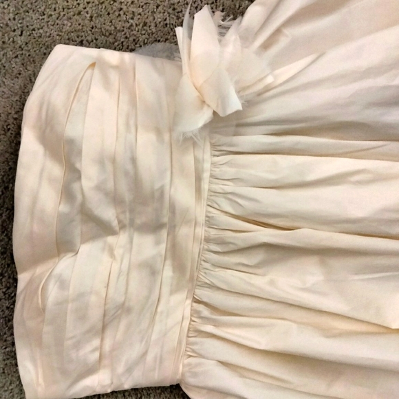 Cream Hi Low Prom Wedding Floral Strapless Dress L - Picture 2 of 7